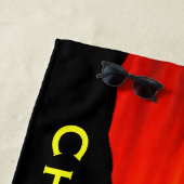 Red Sunset Sky Kolob Terrace Beach Towel met naam Strandlaken (In situ)