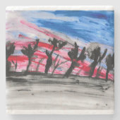 Red Sunset Stenen Onderzetter (Voorkant)