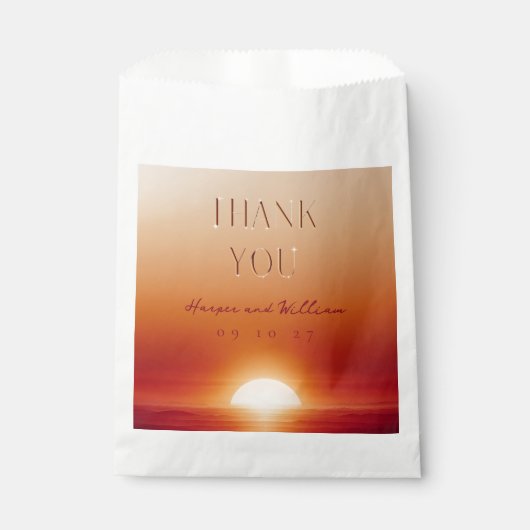 Red Sunset Wedding Bedankt Bedankzakje (Voorkant)
