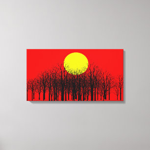 Red Sunset Wrapped Canvas Afdruk