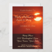 Red Sunset Zomer Strand Thema Sweet 16 Verjaardag Kaart (Voorkant)