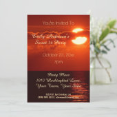Red Sunset Zomer Strand Thema Sweet 16 Verjaardag Kaart (Staand voorkant)