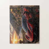 Red Supercar at Mediterranean Sunset Legpuzzel (Verticaal)