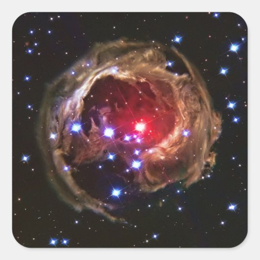 Red Superreuze Star V838 Monocerotis Vierkante Sticker (Voorkant)