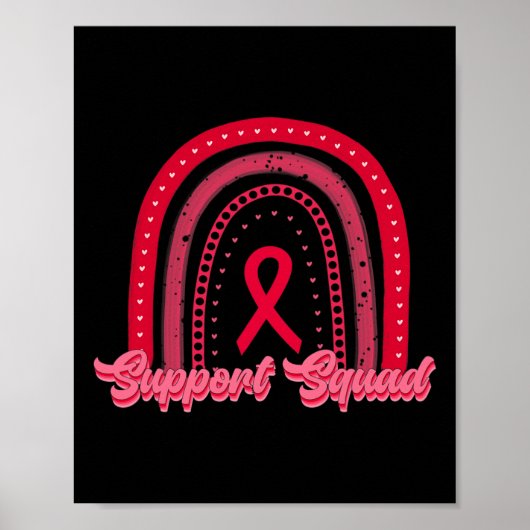 Red Support Squad Rainbow Blood Cancer Awareness W Poster (Voorkant)