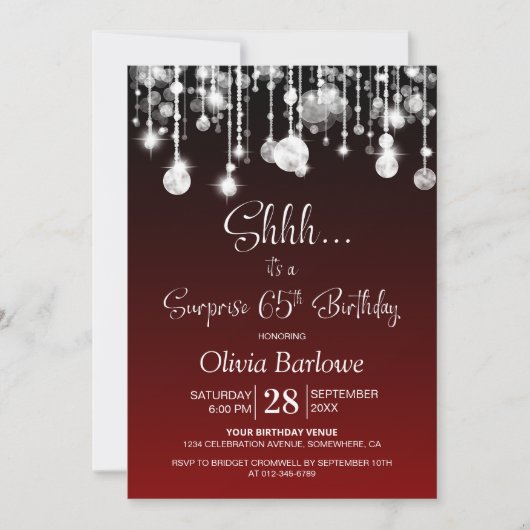 Red Surprise 65ste verjaardagsfeestje Kaart (Voorkant)