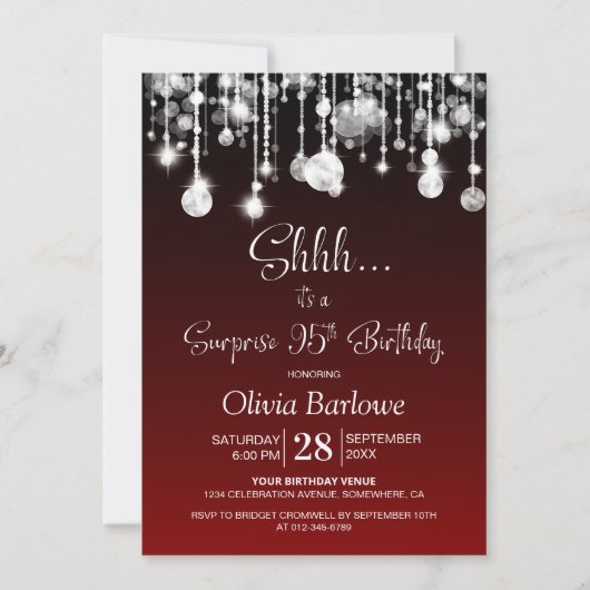 Red Surprise 95ste verjaardagsfeestje Kaart (Voorkant)