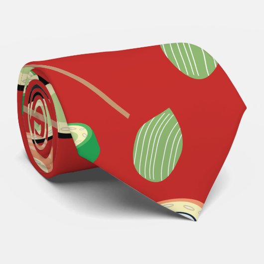 Red Sushi Abstract Stropdas Modern minimalist (Opgerold)