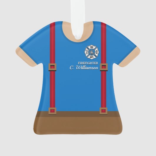 Red Suspenders - Aangepaste brandweerman Ornament (achterkant)