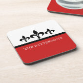 Red Swanky Fleur De Lis Onderzetter Set (Linkerzijde)