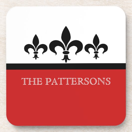 Red Swanky Fleur De Lis Onderzetter Set (Voorkant)