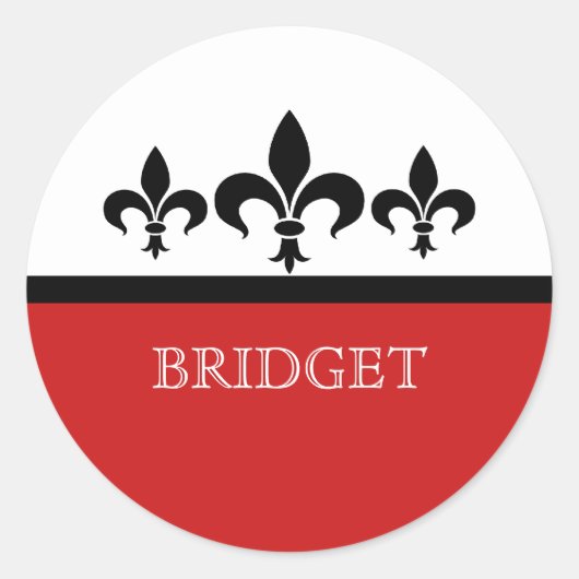 Red Swanky Fleur De Lis Stickers (Voorkant)
