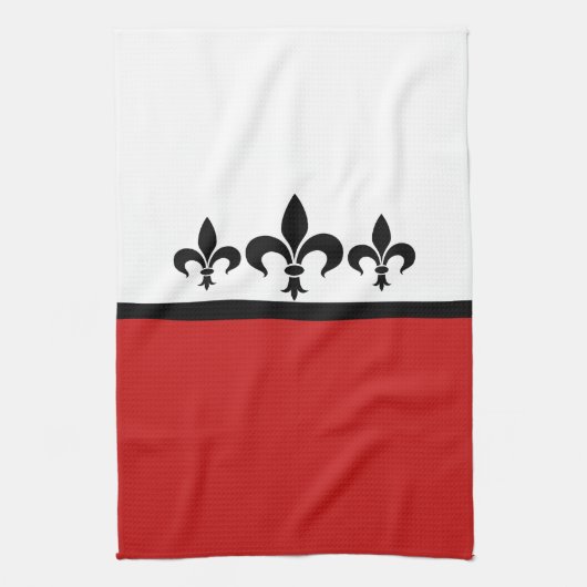 Red Swanky Fleur De Lis Towel Theedoek (Verticaal)