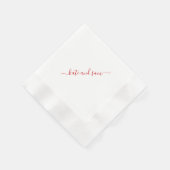 Red Swash Script Gepersonaliseerde munt bruiloft Servet (Hoek)