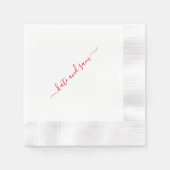 Red Swash Script Gepersonaliseerde munt bruiloft Servet (Voorkant)