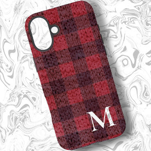 Red Sweater Buffalo Plaid Check iPhone 16 Plus Hoesje