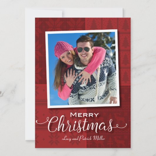 Red Sweater Merry-kerstfotokaart Feestdagenkaart (Voorkant)