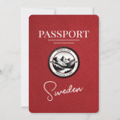 Red Sweden Passport Wedding Invitation Kaart (Achterkant)