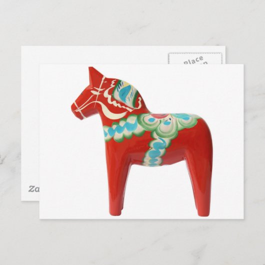 Red Swedish Dala Horse Briefkaart (Voorkant / Achterkant)