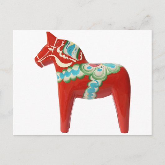 Red Swedish Dala Horse Briefkaart (Voorkant)