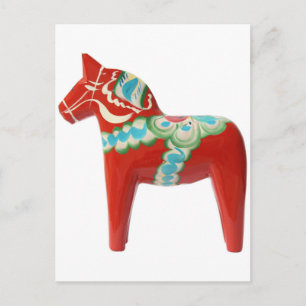Red Swedish Dala Horse Briefkaart