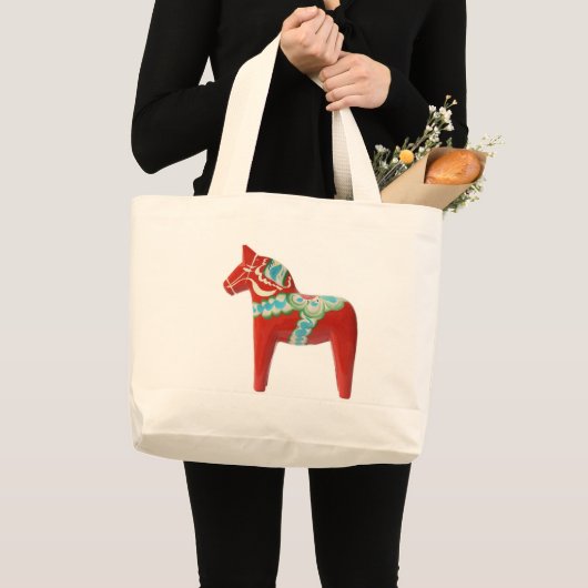 Red Swedish Dala Horse Grote Tote Bag (Voorkant (product))