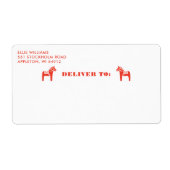 Red Swedish Dala Horse Holiday Shipping Etiket (Voorkant)
