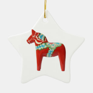 Red Swedish Dala Horse Keramisch Ornament