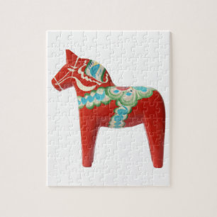 Red Swedish Dala Horse Legpuzzel
