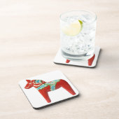 Red Swedish Dala Horse Onderzetter (Rechterzijde)