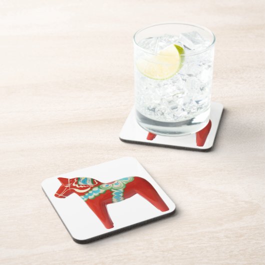Red Swedish Dala Horse Onderzetter (Rechterzijde)