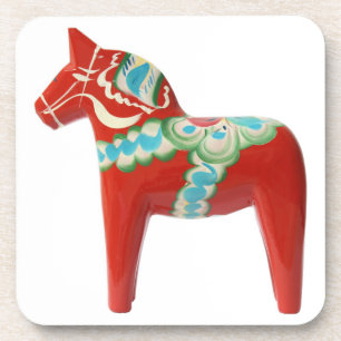 Red Swedish Dala Horse Onderzetter