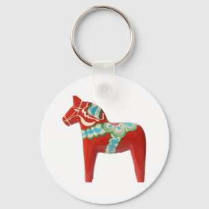 Red Swedish Dala Horse Sleutelhanger