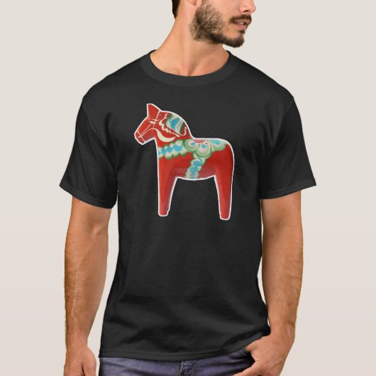Red Swedish Dala Horse T-shirt (Voorkant)