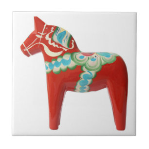 Red Swedish Dala Horse Tegeltje