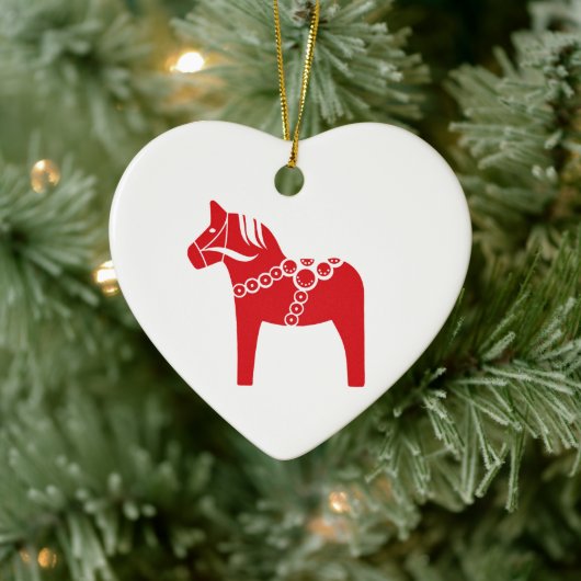 Red Swedish Horse Art Keramisch Ornament (Boom)