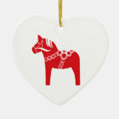 Red Swedish Horse Art Keramisch Ornament (Voorkant)
