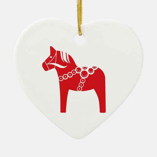 Red Swedish Horse Art Keramisch Ornament (Voorkant)