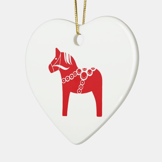 Red Swedish Horse Art Keramisch Ornament (Links)