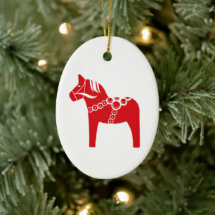Red Swedish Horse Art Keramisch Ornament