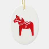 Red Swedish Horse Art Keramisch Ornament (Achterkant)