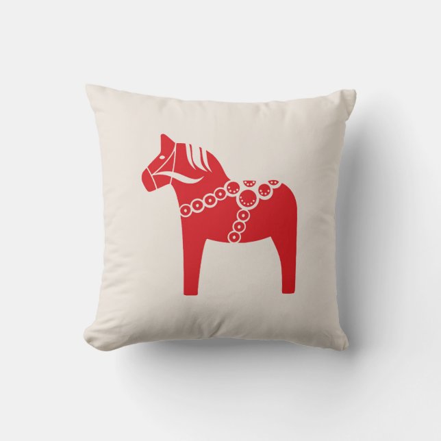 Red Swedish Horse Scandinavian Art Holiday Kussen (Voorkant)