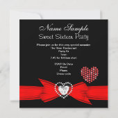 Red Sweet 16 Birthday Diamond Tiara Foto Kaart (Achterkant)