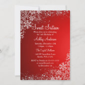 Red Sweet 16 Winter Wonderland Sparkle Snowflakes Kaart (Voorkant)