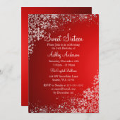 Red Sweet 16 Winter Wonderland Sparkle Snowflakes Kaart (Voorkant / Achterkant)