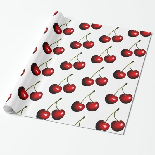 Red Sweet Cherries Cadeaupapier (Uitgerold)