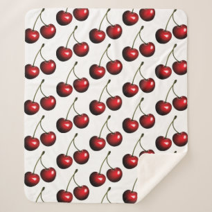 Red Sweet Cherries Sherpa Deken
