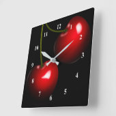 Red Sweet Cherry - Kies / voeg uw kleur toe Vierkante Klok (Hoek)