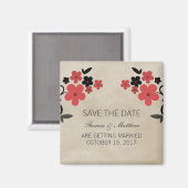 Red Sweet  Floral Save the Date Magnet (Voorkant / Achterkant)
