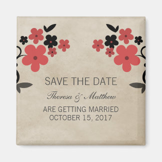 Red Sweet  Floral Save the Date Magnet